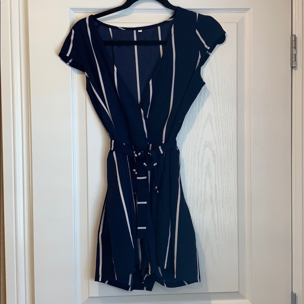 Blue and White Romper